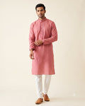 Dusty Rose Pink kurta pajama set for men, front view, full length