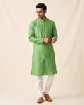 Kelly Green kurta pajama set for men, front view, full length