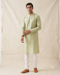 Sage Celadon kurta pajama set for men, front view, full length