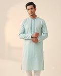 Seafoam Mint kurta pajama set for men, front view, full length