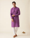 Purple Magenta kurta pajama set for men, front view, full length