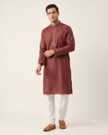 Deep Maroon kurta pajama set for men, front view, full length