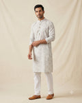Sage green kurta for men, front view, full length