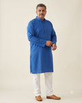 Royal blue kurta for men, front view, full length