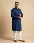 Navy blue kurta for men, front view, full length