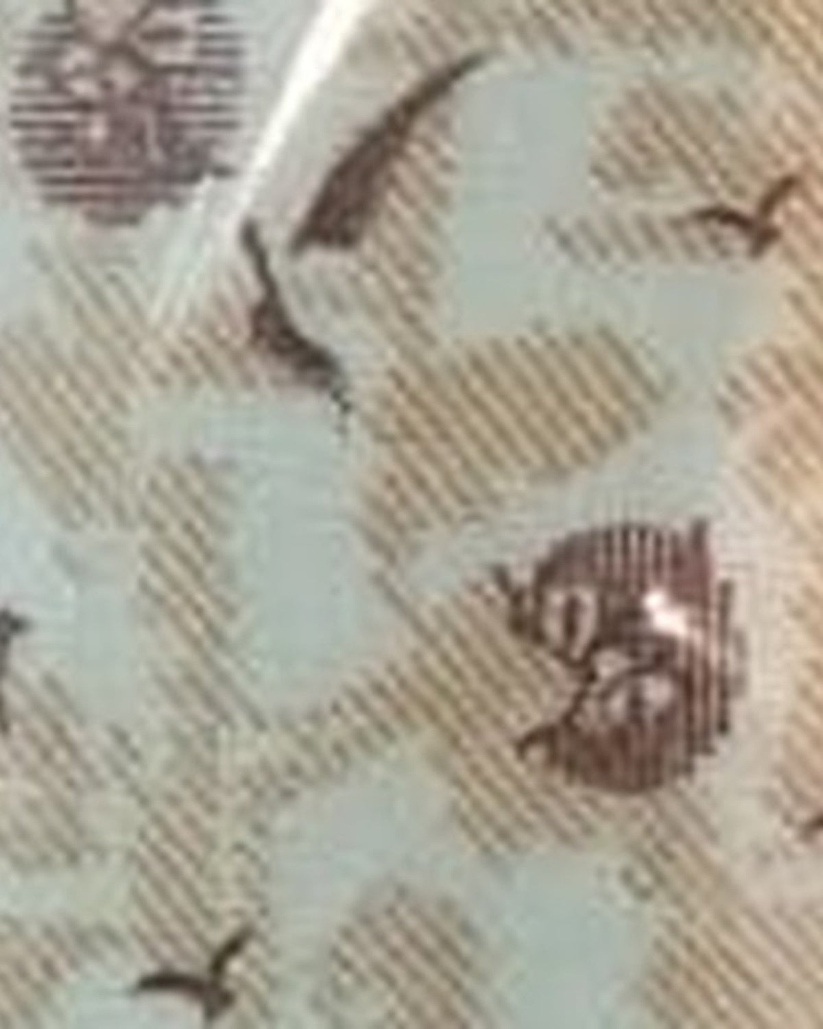 Cream Camo Bird Print kurta pajama set for men, fabric close-up